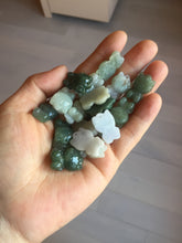 Load image into Gallery viewer, Type A 100% Natural oily dark green/light green/white jadeite jade cat kitty pendant PB118