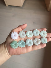 Load image into Gallery viewer, Type A 100% Natural light green/white/purple jadeite Jade flower Pendant PB47