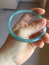 Load image into Gallery viewer, 60.5mm Certified Type A 100% Natural icy watery deep sea dark green/blue/gray/black snowly Guatemala slim round cut Jadeite bangle PB145-8150
