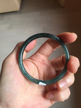 Load image into Gallery viewer, 54.5mm Certified Type A 100% Natural dark green/blue/gray Guatemala slim round cut Jadeite bangle PD180-2494