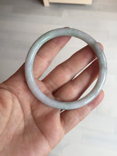 Load image into Gallery viewer, 58mm certified 100% natural type A light green/purple with green fly flowers round cut jadeite jade bangle BN55-3123
