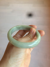 Load image into Gallery viewer, 52.5 mm Certified Type A 100% Natural light green/gray Jadeite Jade oval bangle AZ70-0363