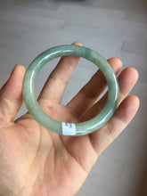 Load image into Gallery viewer, 55.4mm Certified type A 100% Natural  light green gray round cut Jadeite bangle PD36-9589