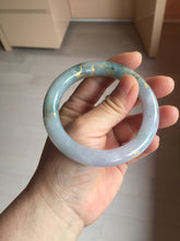 Load image into Gallery viewer, 55.8mm 100% Natural type A dark green purple carved and golden-painted chubby round cut Jadeite Jade bangle PA113-0385