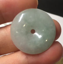 Load image into Gallery viewer, 23.5-27.7mm 100% Natural apple green/white jadeite Jade Safety Guardian Button(donut) Pendant group BK112