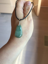 Load image into Gallery viewer, 100% Natural type A icy watery dark green/black/gary with green flying flowers Jadeite Jade belssed melon pendant PC124-3
