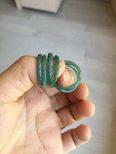 Load image into Gallery viewer, Size 7 3/4 100% natural type A icy watery light green/blue/yellow/gray skinny Guatemala jadeite jade band ring AR102