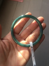 Load image into Gallery viewer, 57mm Certified Type A 100% Natural icy watery deep sea dark green/blue/gray/black slim round cut Guatemala Jadeite bangle AT114-2061