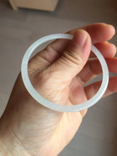 Load image into Gallery viewer, 56mm Certified Type A 100% Natural icy watery white/light purple/green flat slim Jadeite Jade bangle BG217-8571