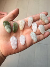 Load image into Gallery viewer, 100% natural type A icy watery white purple green jadeite jade  leaf pendant group F157