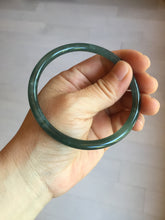 Load image into Gallery viewer, 62.5mm Certified Type A 100% Natural deep sea dark green/blue/black slim round cut Guatemala Jadeite bangle PC162-7020