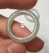 Load image into Gallery viewer, 100% natural type A icy watery light green/white jadeite jade band ring group R116
