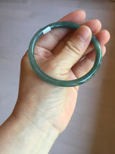 Load image into Gallery viewer, 56.5mm Certified Type A 100% Natural icy watery green/blue/black/gray slim round cut Guatemala Jadeite bangle PC67-7027