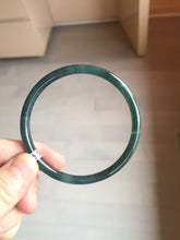 Load image into Gallery viewer, 58.3mm Certified Type A 100% Natural dark green/blue/gray Guatemala slim round cut Jadeite bangle BP201-5512