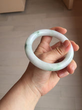 Load image into Gallery viewer, 60mm certified 100% natural light green/white/purple chubby round cut jadeite jade bangle BS40-8569