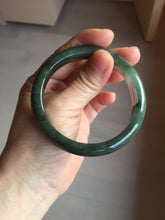 Load image into Gallery viewer, 57.5mm Certified Type A 100% Natural oily dark green(老油青)/gray Jadeite bangle BG228-0397