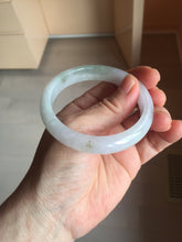 Load image into Gallery viewer, 54.2mm certified 100% natural Type A icy watery light watermelon rind oliy light green/purple/brown( 淡瓜油青) jadeite jade bangle BQ3-8153