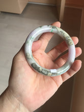 Load image into Gallery viewer, 58.8mm Certified Type A 100% Natural light green/sunny green/brown/black/purple(Rocky Mountain Dusk) chubby round cut Jadeite bangle PD90-1101