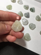Load image into Gallery viewer, 100% Natural type A icy watery light green white small happy Buddha (拇指佛) jadeite Jade pendant group F131