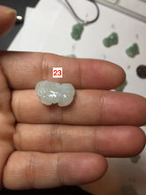 Load image into Gallery viewer, 100% natural type A icy watery jadeite jade green/white 3D PiXiu(貔貅) pendant group necklace F160