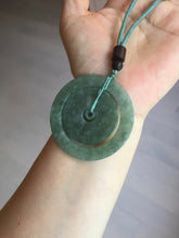 Load image into Gallery viewer, 50.9mm Type A 100% Natural icy dark green/gray Jadeite Jade safety Guardian donut Pendant PB195-1