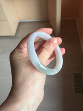 Load image into Gallery viewer, 54.2mm certified 100% natural Type A icy watery light watermelon rind oliy light green/purple/brown( 淡瓜油青) jadeite jade bangle BQ3-8153