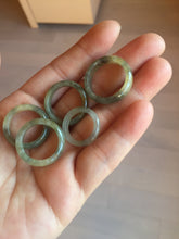 Load image into Gallery viewer, 100% natural type A ice watery black/brow/gray (Wu ji, 冰乌鸡) Chinese ink painting(水墨) jadeite jade band ring AT109