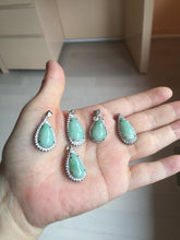 Load image into Gallery viewer, 100% natural type A sunny green jadeite jade water drop pendant necklace group PA111