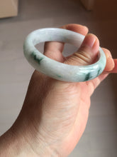 Load image into Gallery viewer, 55.4mm certified Type A 100% Natural light purple with green floating flowers Jadeite Jade bangle AU11-1260