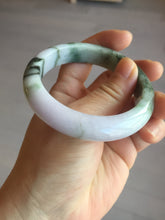 Load image into Gallery viewer, 54.8mm certified 100% natural Type A light purple dark green jadeite jade bangle E141-3921