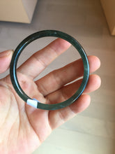 Load image into Gallery viewer, 57mm Certified Type A 100% Natural icy watery light green/blue/gray with flying snow Guatemala slim round cut Jadeite bangle BG197-2487
