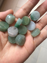 Load image into Gallery viewer, 100% Natural type A icy watery light green/purple/gary Jadeite Jade round cake  pendant group F151