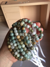 Load image into Gallery viewer, 6-8mm size 52-64mm 100% natural type A green/yellow/brown/black jadeite jade beads bracelet group BL133