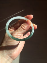Load image into Gallery viewer, 55.3mm Certified type A 100% Natural icy watery dark green white half mountain half water two-tone(半山半水) slim round cut Jadeite bangle BG218-8579
