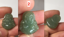 Load image into Gallery viewer, 100% Natural type A icy watery dark green/light green/yellow/white small happy Buddha (拇指佛) jadeite Jade pendant group AU18