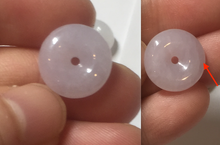 Load image into Gallery viewer, 11.9-19.7mm Type A 100% Natural light purple white gary Jadeite Jade Safety Guardian Button donuts Pendant group AA69