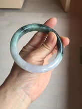 Load image into Gallery viewer, 57.9mm 100% Natural type A dark green purple carved and golden-painted Jadeite Jade bangle BP168-0261