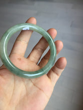 Load image into Gallery viewer, 55.4mm Certified type A 100% Natural  light green gray round cut Jadeite bangle PD36-9589