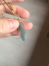 Load image into Gallery viewer, 100% natural type A icy watery light green blue gray Guatemala jadeite leaf pendant PD6