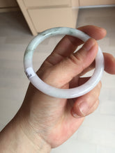 Load image into Gallery viewer, 56mm certified 100% natural type A light green/purple with green fly flowers round cut jadeite jade bangle BN56-3113