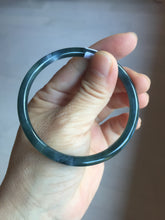 Load image into Gallery viewer, 56.2mm Certified Type A 100% Natural icy watery dark green/blue/gray Guatemala slim round cut Jadeite bangle PD53-5518