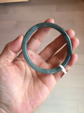 Load image into Gallery viewer, 58.5mm Certified Type A 100% Natural dark green/blue/gray with Guatemala slim flat round cut Jadeite bangle BG200-8830