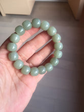 Load image into Gallery viewer, 12x10.7mm 100% Natural light green/yellow vintage style nephrite Jade bead bracelet HE98
