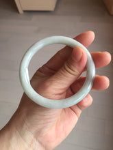 Load image into Gallery viewer, 55.5mm certified 100% natural Type A light green white round cut jadeite jade bangle BS2-9564