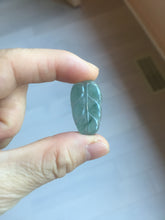 Load image into Gallery viewer, 100% natural type A icy watery light green blue gray Guatemala jadeite leaf pendant BP184-2