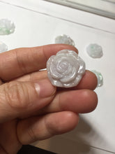 Load image into Gallery viewer, Type A 100% Natural light sunny green/white/purple(白底青) jadeite Jade rose flower Pendant BF150