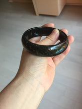 Load image into Gallery viewer, 60.3mm 100% Natural dark green/black meteorite Stellar Night sky nephrite bangle HN26-7598