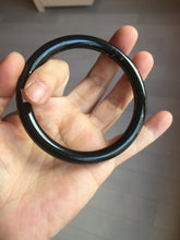 Load image into Gallery viewer, 61.4mm certified 100% Natural dark green/black meteorite Stellar Night sky slim round cut nephrite bangle HF114-1255