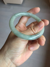 Load image into Gallery viewer, 55.5mm Certified type A 100% Natural  light green gray round cut Jadeite bangle PD43-9583
