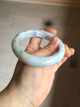 Load image into Gallery viewer, 57.7mm certified Type A 100% Natural light purple/white with green floating flowers Jadeite Jade bangle AY62-0442